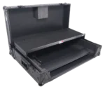 ProX flight case for RANE SYSTEM ONE DJ controller with sliding laptop shelf, wheels, and LED kit in black