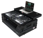 ProX flight case for RANE SYSTEM ONE DJ controller with sliding laptop shelf and wheels, black finish with LED kit