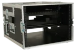 ProX flight case Regie 4 with Roland VR-4HD 19-inch LCD mixer, close-up hardware detail