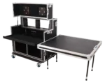 ProX video controller regie dual 24-inch monitor rack system with 9U and 6U cases, side profile view