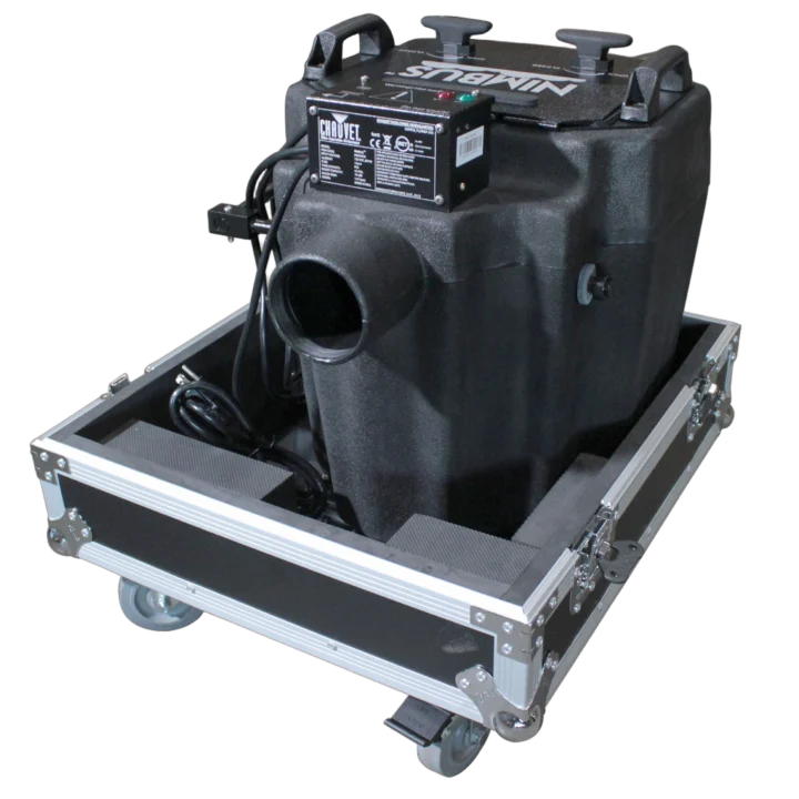 ProX road case for Chauvet Nimbus dry ice machine, front view with protective padding