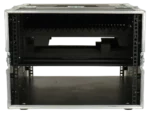 ProX flight case with Roland VR-4HD 19-inch LCD mixer mounted in professional studio environment