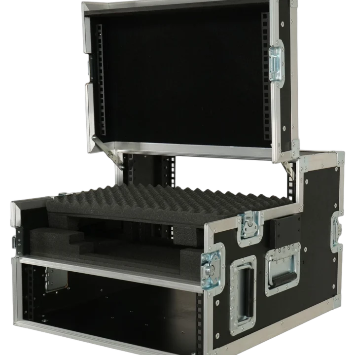 ProX flight case with Roland VR-4HD 19-inch LCD mixer installed in 3U regie configuration