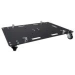 ProX rolling base plate with locking casters for modular truss system, black finish detail view