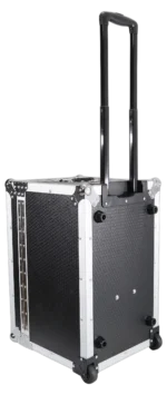ProX rolling utility case with retractable handle mechanism and low-profile recessed wheels detail