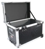 ProX rolling utility case with retractable handle and recessed wheels, side profile view showing case depth