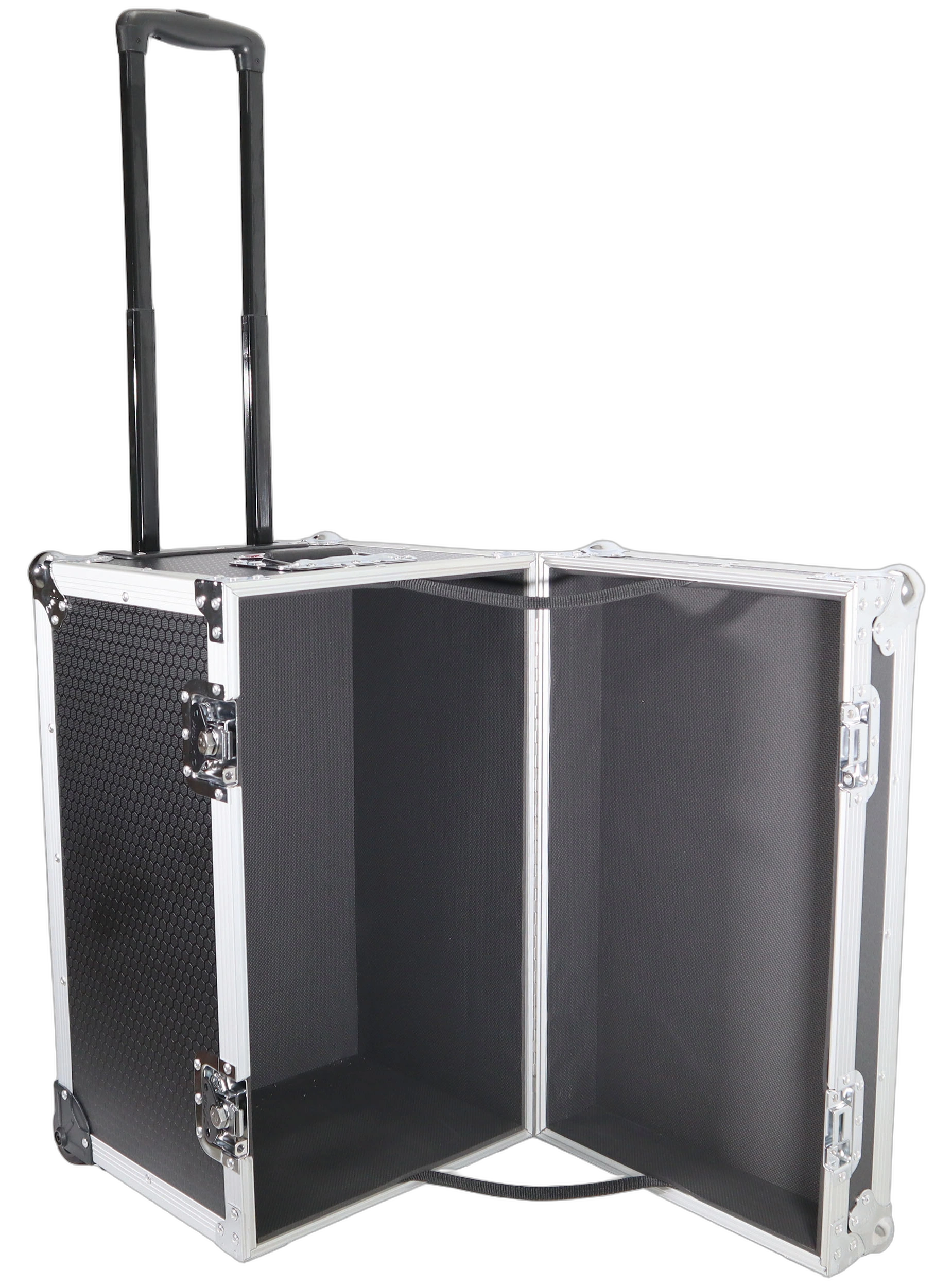 ProX Rolling Utility Case Retractable Handle Front View ProX rolling utility case with retractable handle and recessed wheels, 17x24.5x15 inches, front view