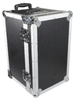 ProX rolling utility case with retractable handle and recessed wheels, side profile view showing 17x24.5x15 inch exterior dimensions