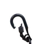 ProX 30-inch black safety cable with galvanised steel wire and PVC jacket installed on stage truss rigging