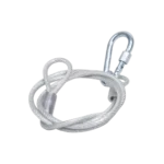 ProX 3-foot safety cable showing galvanised steel wire construction with silver PVC coating for stage lighting truss