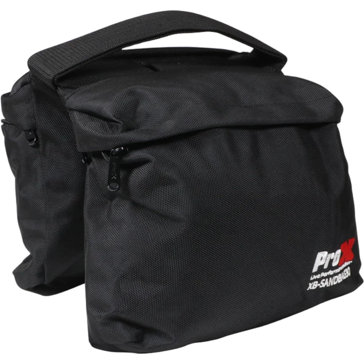 ProX 30 lbs capacity black double zipper saddlebag sandbag empty bag front view