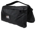 ProX 55 pound capacity black saddlebag sandbag with double zipper closure side view