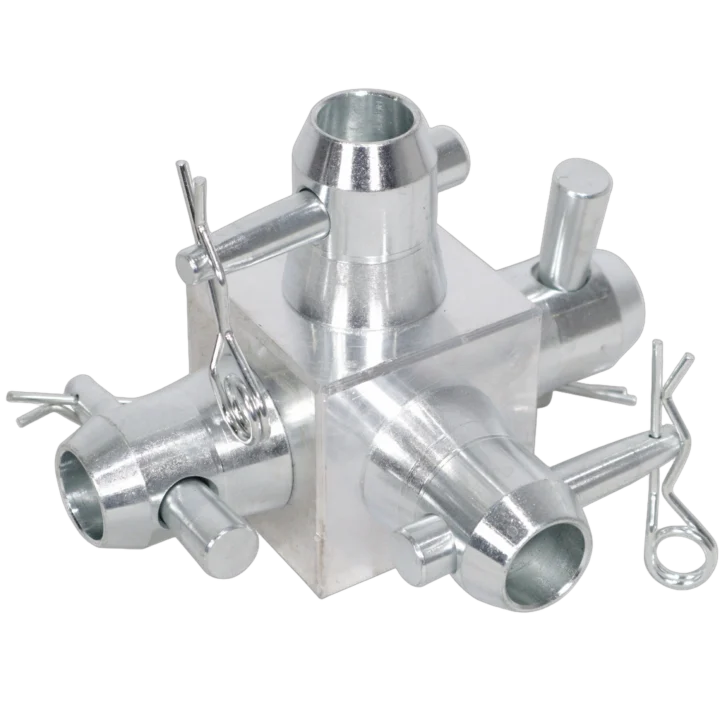 ProX single junction box with four-sided connecting hardware for F-series truss systems