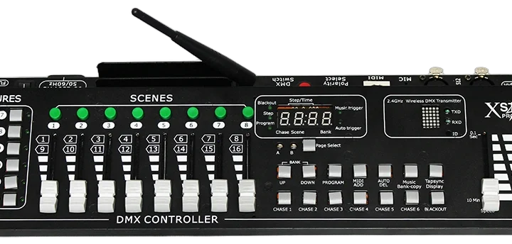 ProX SPACEX 192W DMX wireless controller with LCD display and control buttons front panel