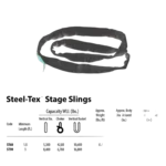 ProX 6ft SpanSet round stage slings truss rigging with SteelTex cable dimensional specifications diagram