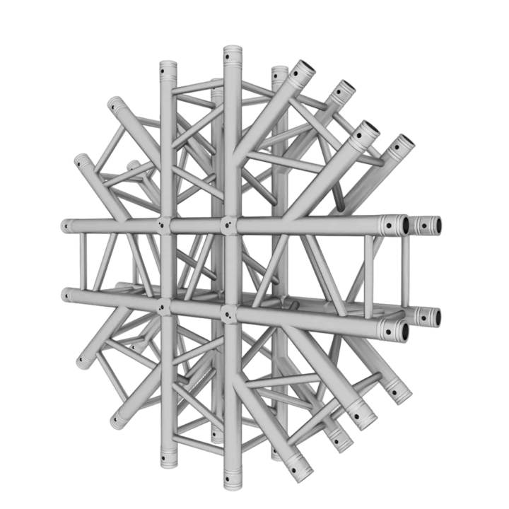 ProX spider-shaped truss junction box with eight-way and two-way connectors for F34 conical truss systems