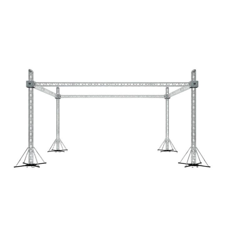 ProX stage roofing system 30 feet wide by 30 feet long by 23 feet high with integrated chain hoist rigging points