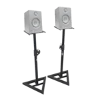 ProX studio monitor stands pair with telescoping height adjustment and rubberized platform wide base