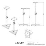 ProX studio monitor stands with telescoping height adjustment mechanism and rubberized platform base