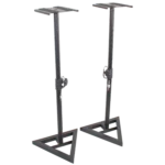 ProX studio monitor stands with telescoping height adjustment, rubberized platform, and wide stable base