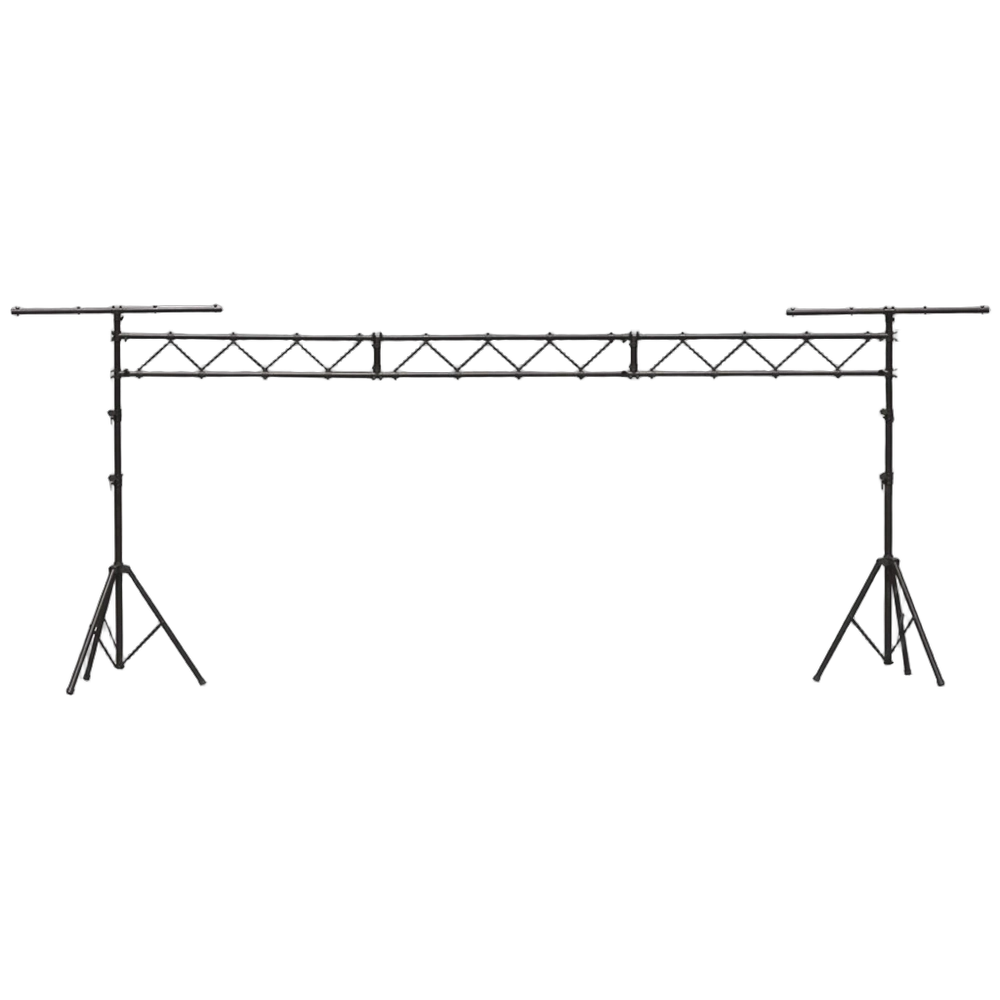 ProX 12 Ft Height Adjustable DJ Lighting Stand Front View ProX T-LS32M height adjustable DJ lighting stand with three I-beam sections extended to full height