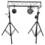 ProX portable crank lighting stand dimensional diagram showing 10-feet height adjustment range and truss configuration