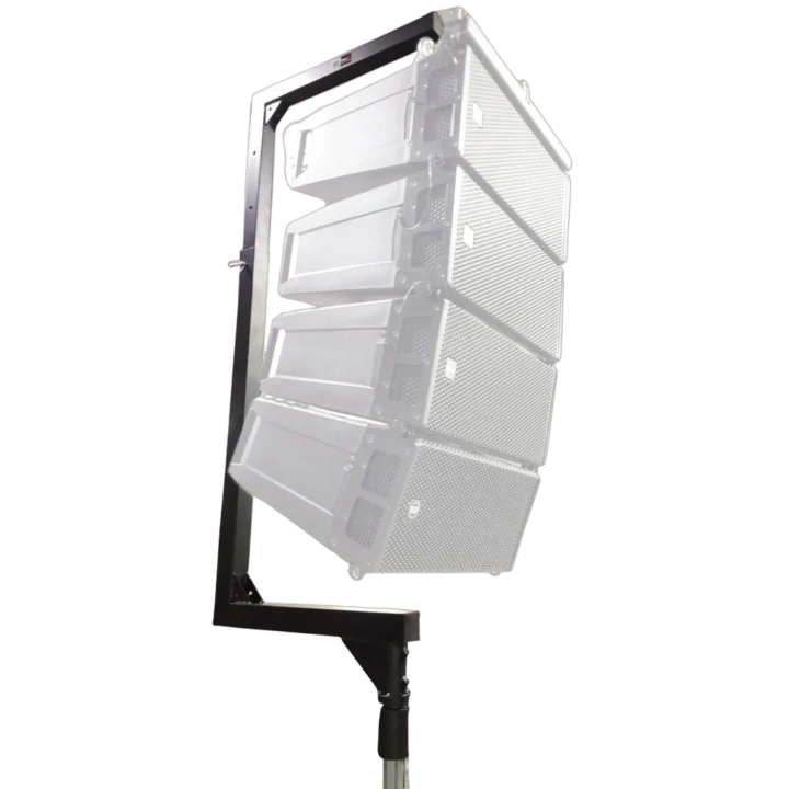 ProX telescopic C-shape bar support mount with crank stand lifter for small line array speakers, front view
