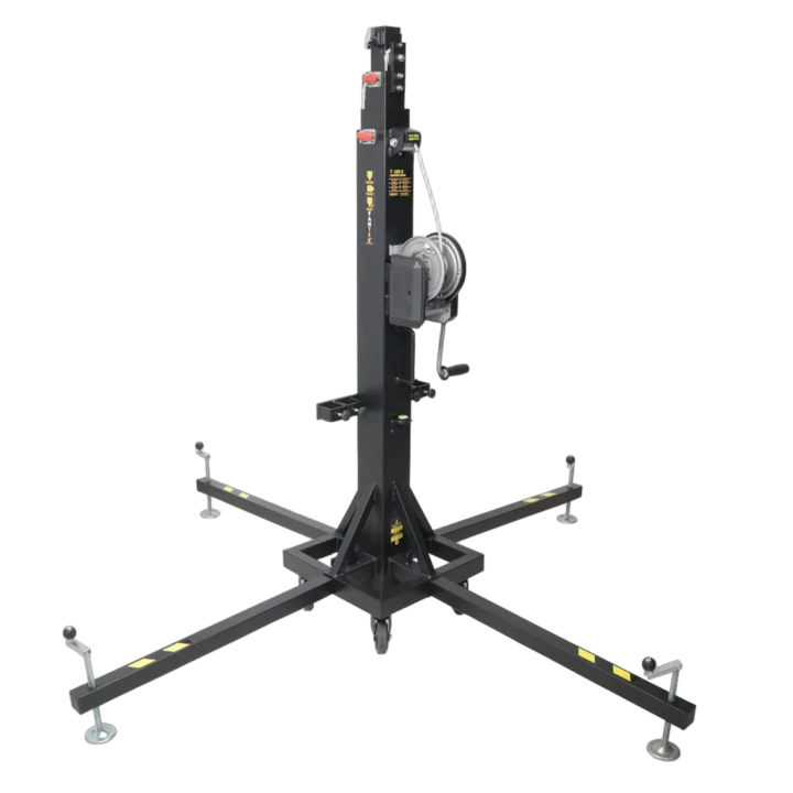 ProX top loading lifting tower with 496 lbs capacity and 17 ft maximum height, front view