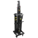 ProX top loading lifting tower side profile showing 17 ft maximum height and structural support frame