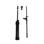 ProX tripod microphone stand with boom arm rear panel showing adjustment mechanisms and stability features