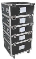ProX 5 Tier TruckPax utility ATA flight case with dividers and casters in professional road case application setup