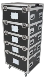 ProX 5 Tier TruckPax utility ATA flight case with dividers and casters, front view