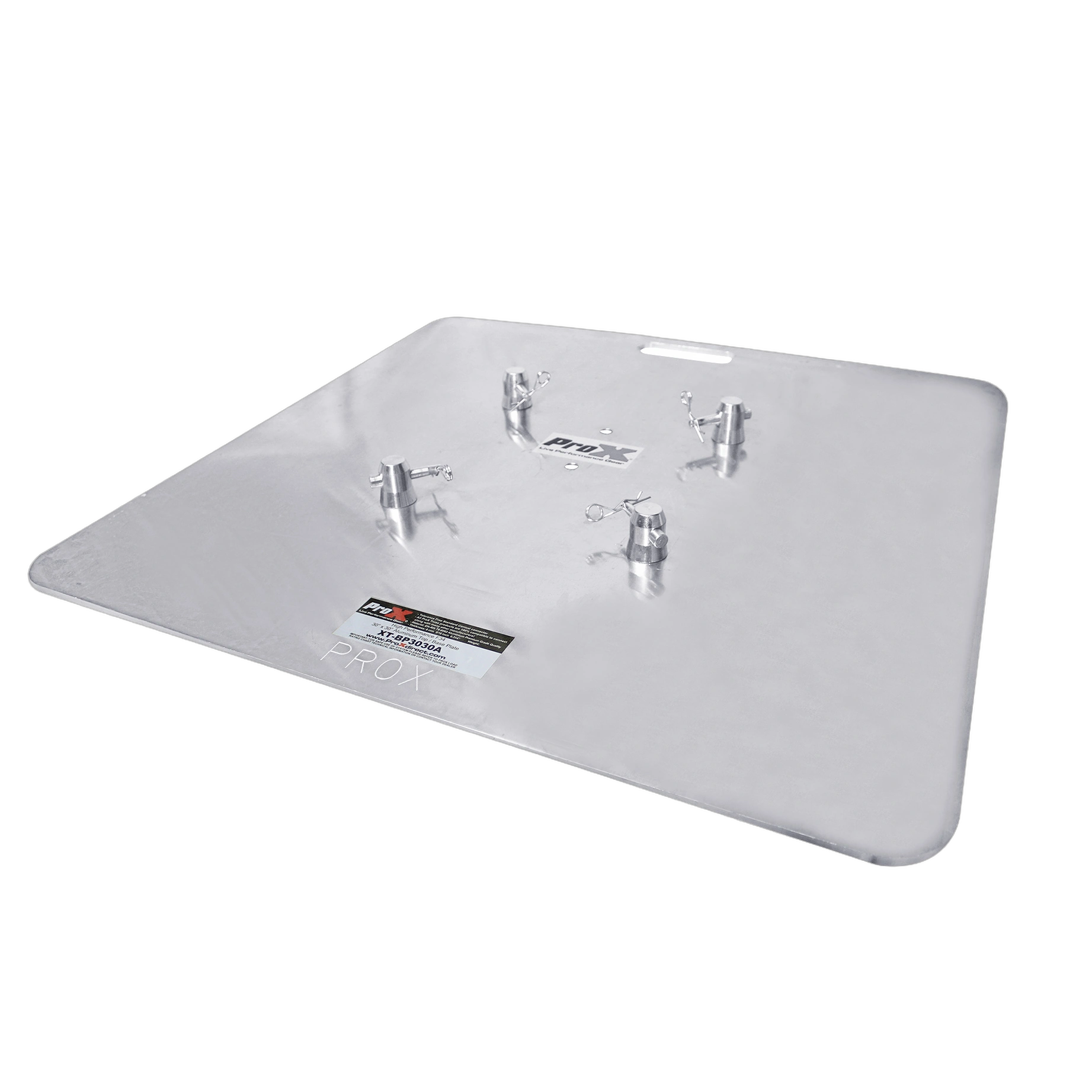 ProX 30 Inch Aluminum Truss Base Plate Front View ProX 30 inch aluminum 8mm truss base plate with connectors for F34 F32 F31 conical square truss systems