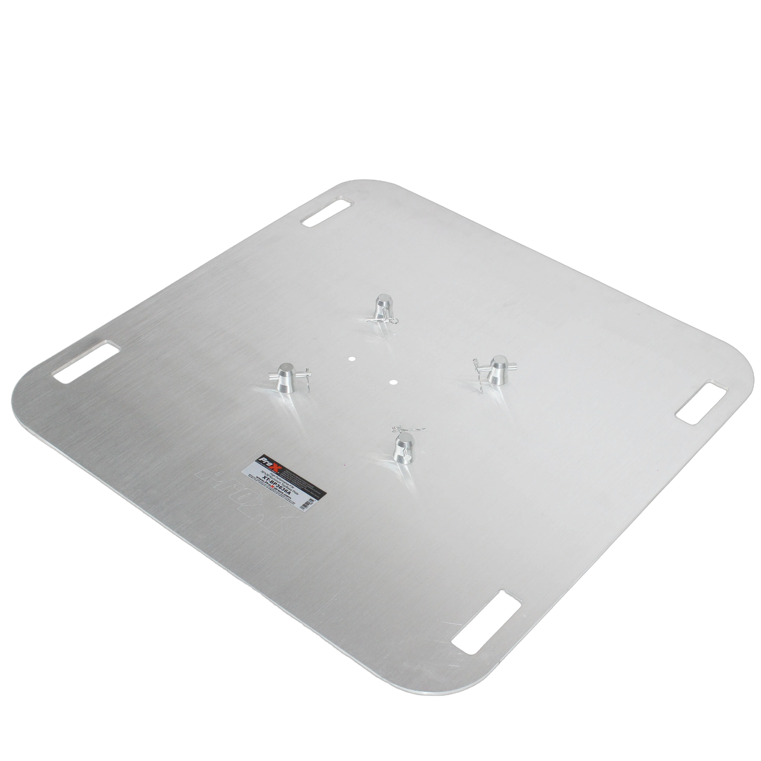 ProX 36 Inch Aluminum Truss Base Plate Front View ProX 36 inch aluminum 8mm truss base plate with connectors for F34 F32 F31 conical square truss systems