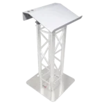 ProX 24-inch white aluminum truss lectern with D-series connector punches and F34 compatibility