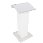 ProX 24-inch white aluminum truss lectern with punched D-series connector mounting points