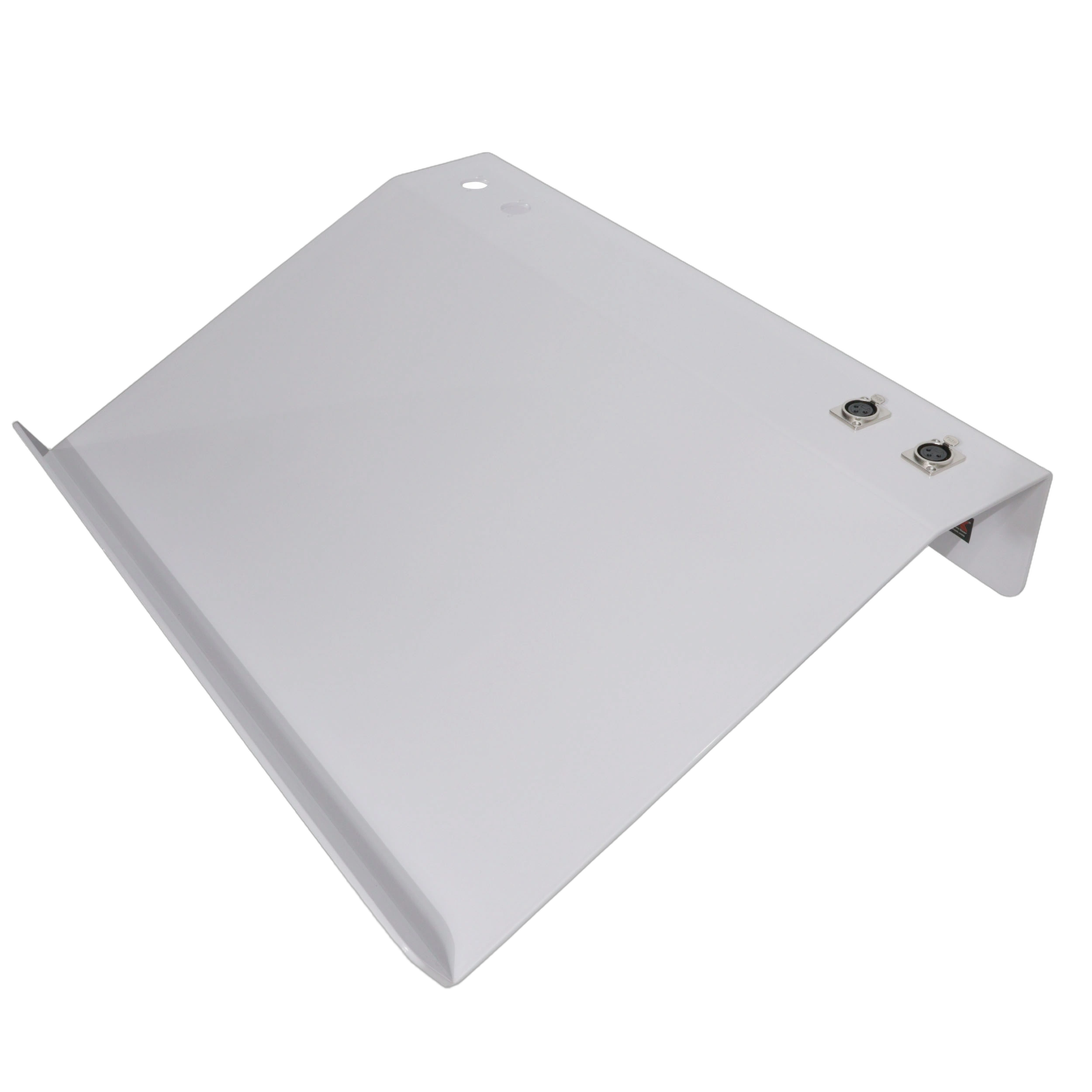ProX Truss Lectern 24 Inch White Aluminum Front View ProX 24-inch white aluminum truss lectern with punched D-series connectors front view