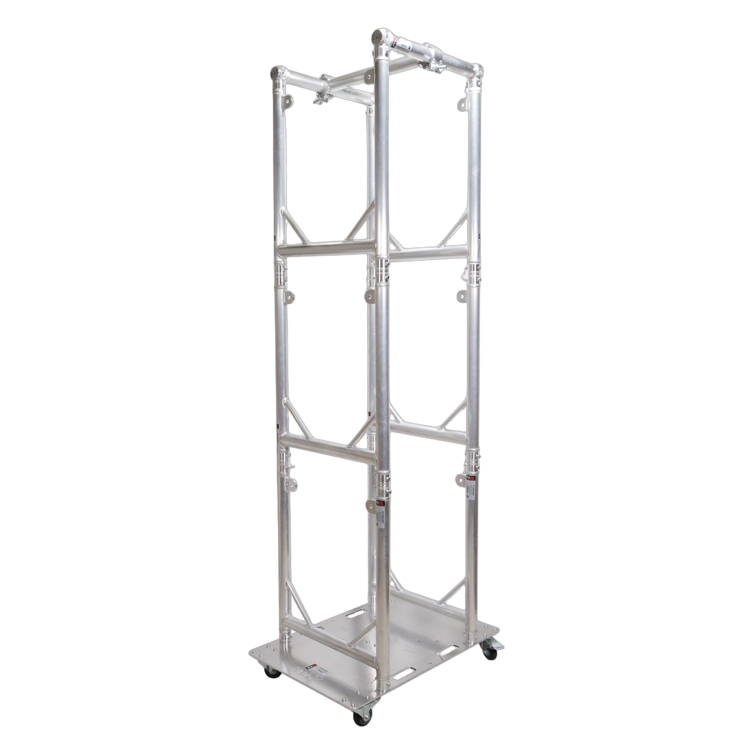ProX Truss Modular 6X Rapid U Grid Trio Package Front View ProX Truss Modular 6X Rapid U Grid Trio Package with rolling aluminum baseplate and lighting truss system