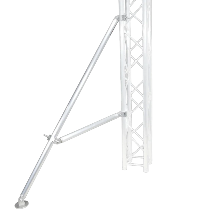 ProX truss post outrigger brace and lower support bar with hinged rubber feet front view