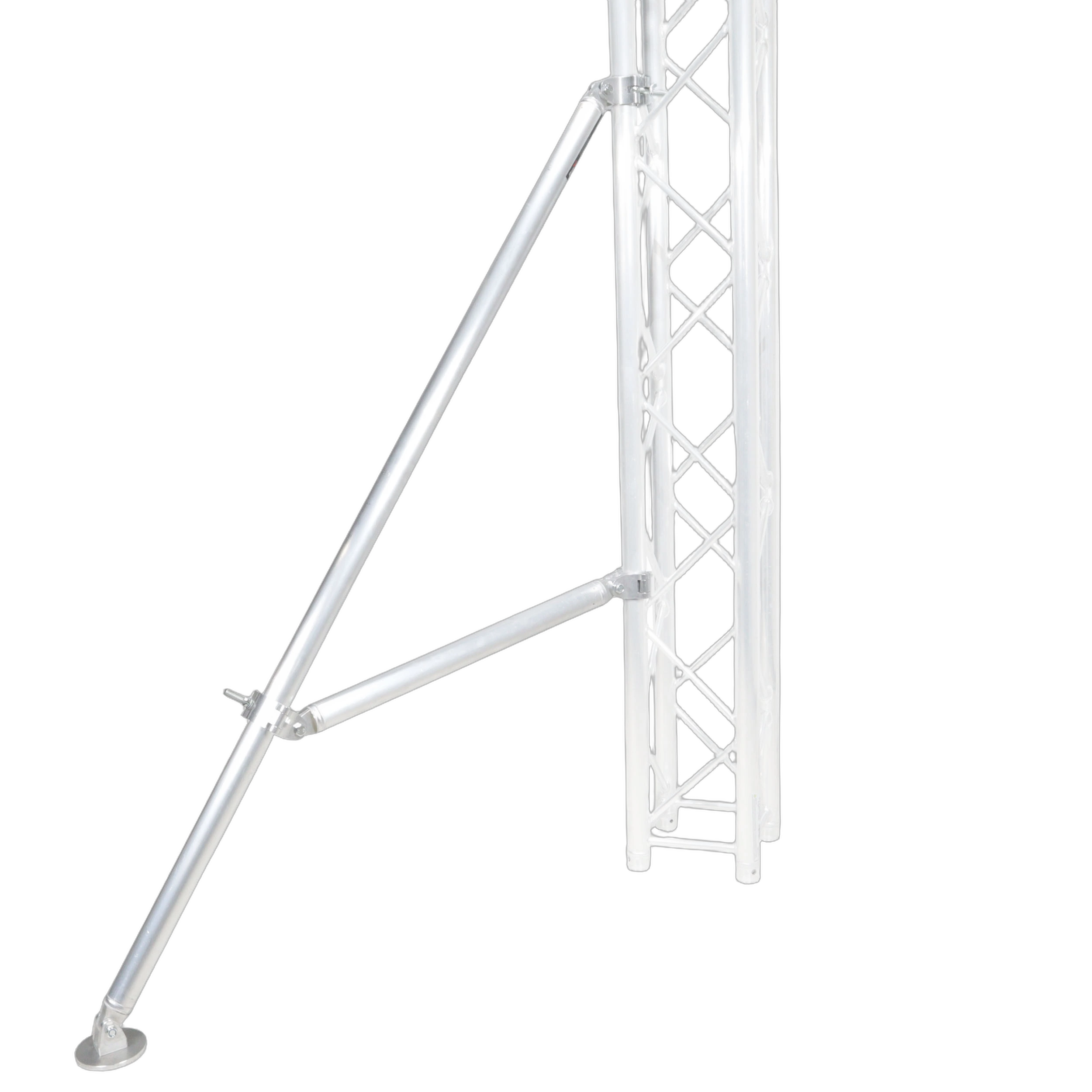 ProX Truss Post Outrigger Brace Lower Support Bar ProX truss post outrigger brace and lower support bar with hinged rubber feet front view