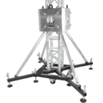 ProX truss tower stage roofing system package showing structural framework and roof panel configuration
