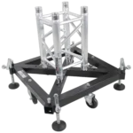 ProX truss tower stage roofing system package showing rear panel connections and structural support details