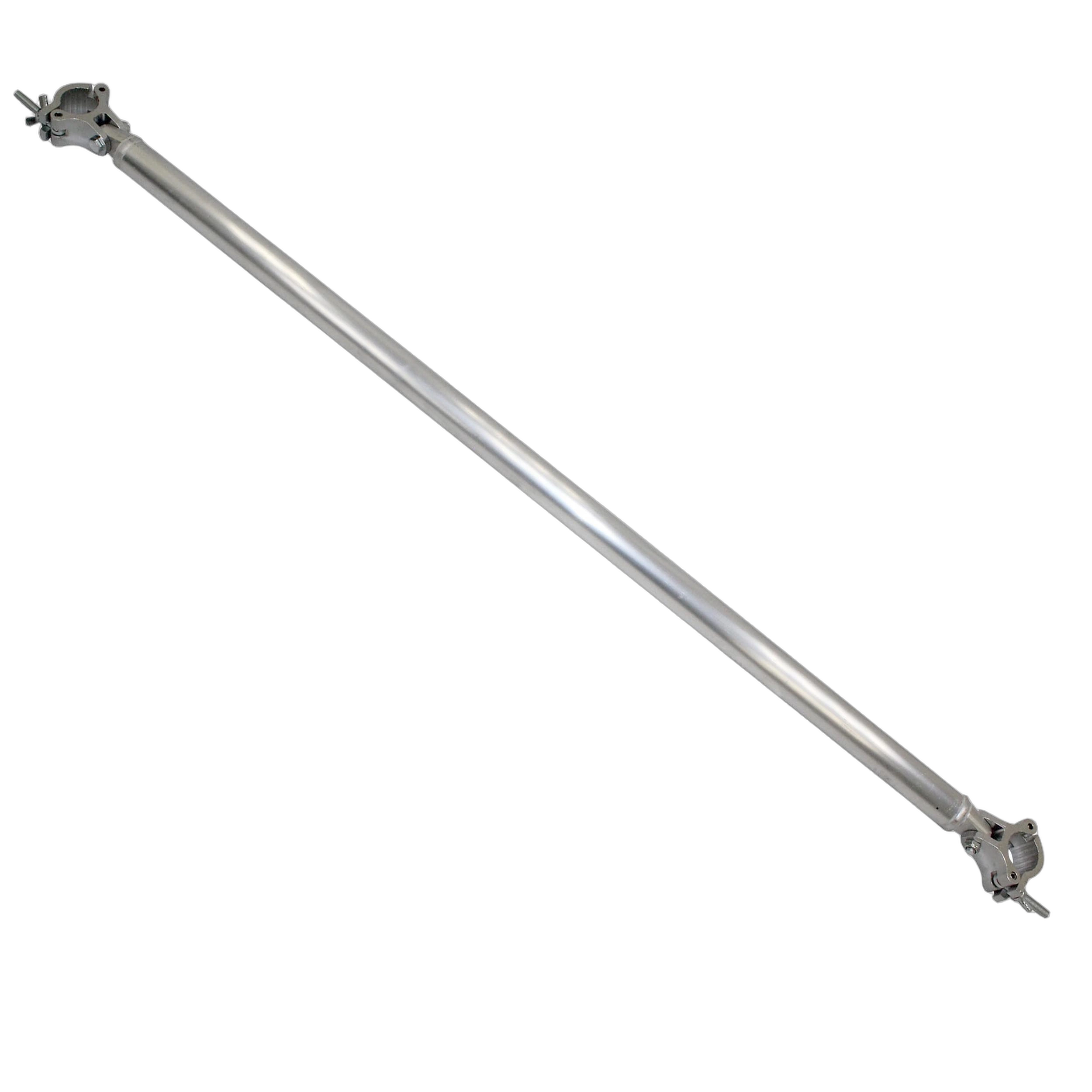 ProX 59 Inch Single Truss Tube with Clamps and Hinges ProX 59 inch aluminum truss tube with integrated clamps and hinges on both ends, front view