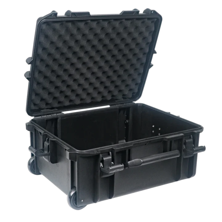 ProX UltronX medium ABS molded water resistant portable storage case with pluck foam interior, shown in professional audio equipment application