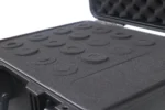 ProX UltronX water-tight molded travel case dimensional specifications diagram showing interior capacity for 16 microphones