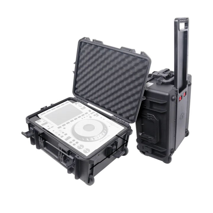 ProX UltronX watertight transport case with wheels and handle for Pioneer CDJ-3000 and 12-inch mixers, front view