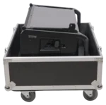 ProX universal ATA speaker flight case with QSC KLA12 and similar sized speakers loaded inside