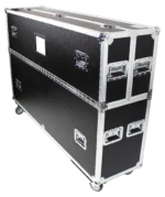 ProX universal flight case for dual 70 to 85 inch flat panel monitors with casters dimensional diagram specifications
