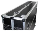 ProX universal flight case for dual 70 to 85 inch flat panel monitors with heavy-duty casters and adjustable frame