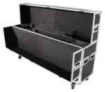 ProX universal flight case for dual 70 to 85 inch flat panel monitors with four casters